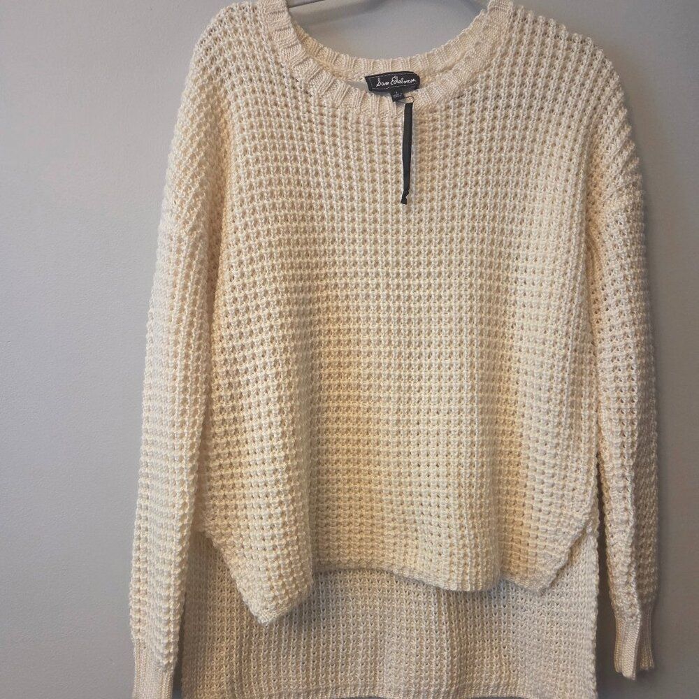 Sam Edelman Wool Blend Cream Chunky Waffle Knit, Size L
